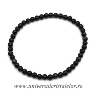 Bratara obsidian auriu rotund - 4 mm