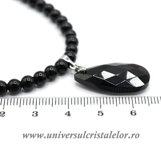 Colier cu pandantiv obsidian negru lacrima