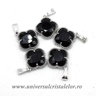 Pandantiv obsidian negru trifoi