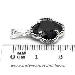 Pandantiv obsidian negru trifoi