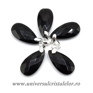 Pandantiv obsidian negru lacrima fatetat m2