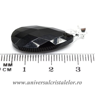 Pandantiv obsidian negru lacrima fatetat m2