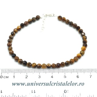 Bratara ochi de tigru rotund fatetat - 4.2 mm