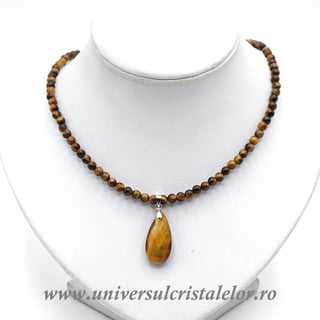 Colier cu pandantiv ochi de tigru lacrima