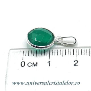 Pandantiv onix verde rotund fatetat - 11mm