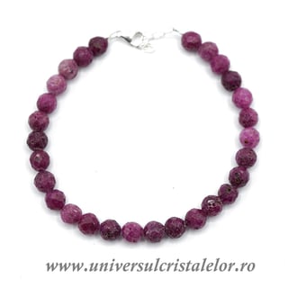 Bratara rubin rotund fatetat - 6 mm