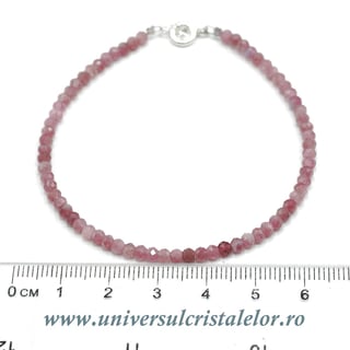 Bratara turmalina roz rotund fatetat - 3,2mm