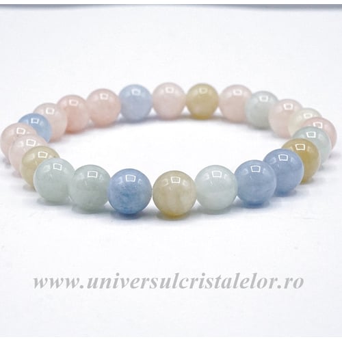 Bratara mixt beril rotund - 8 mm