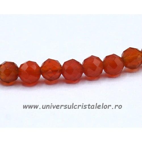 Colier carneol rotund fatetat - 3 mm