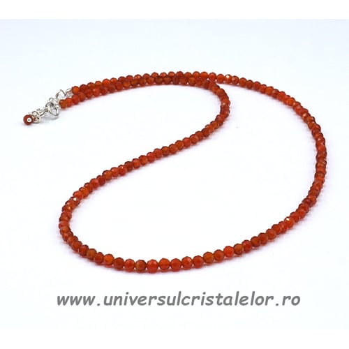 Colier carneol rotund fatetat - 3 mm