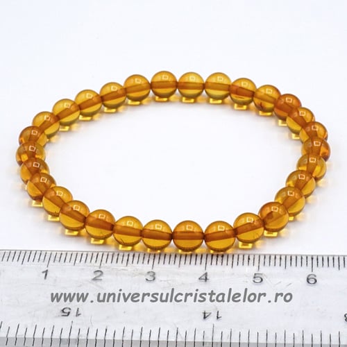 Bratara chihlimbar coniac deschis rotund 6.5 mm