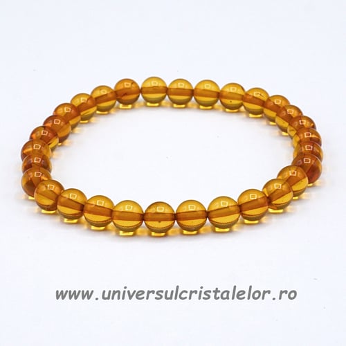 Bratara chihlimbar coniac deschis rotund 6.5 mm