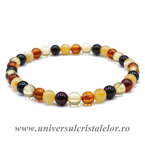 Bratara chihlimbar multicolor rotund 5 mm