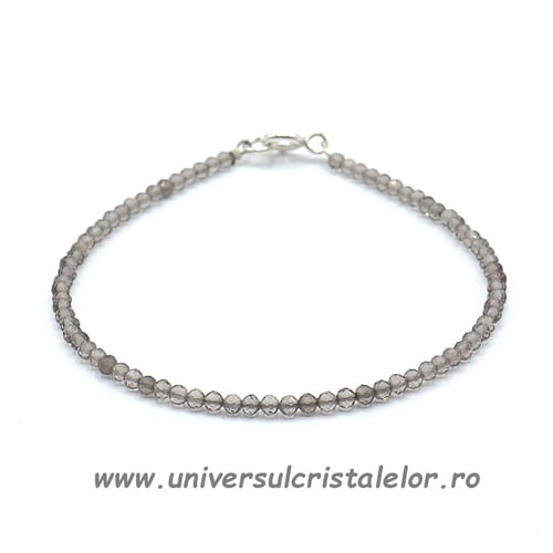 Bratara cuart fumuriu rotund fatetat - 2 mm