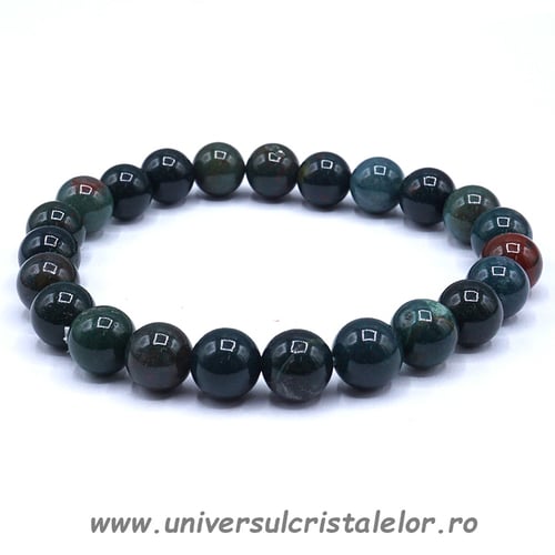 Bratara jasp heliotrop rotund - 8 mm