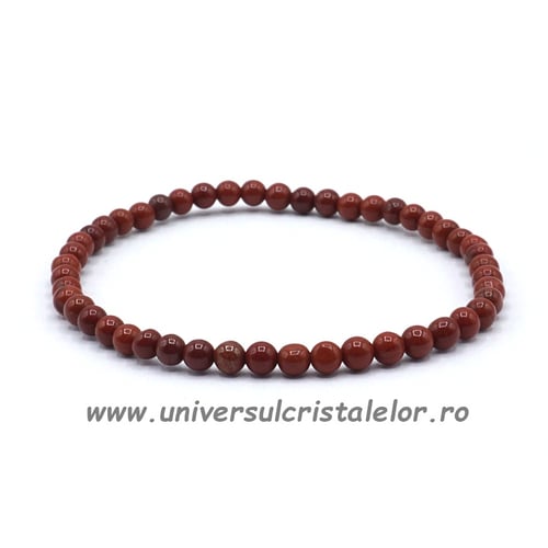 Bratara jasp rosu rotund - 4 mm