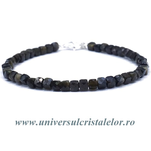 Bratara obsidian auriu cub fatetat - 5 mm