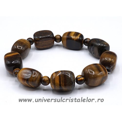 Bratara ochi de tigru slefuit simplu - 12/15 mm