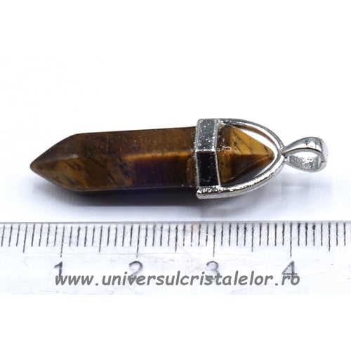 Pandantiv ochi de tigru dublu varf