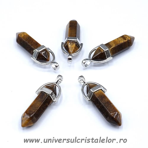 Pandantiv ochi de tigru dublu varf