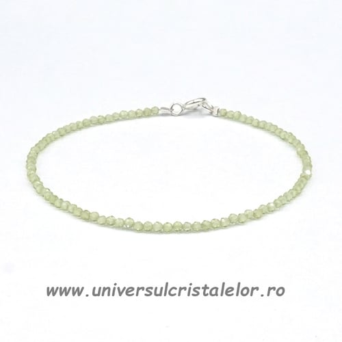 Bratara peridot rotund fatetat - 2 mm