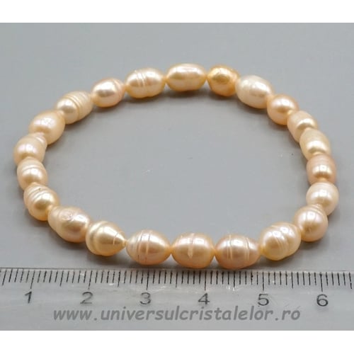 Bratara perle culoare piersica m2