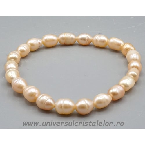 Bratara perle culoare piersica m2