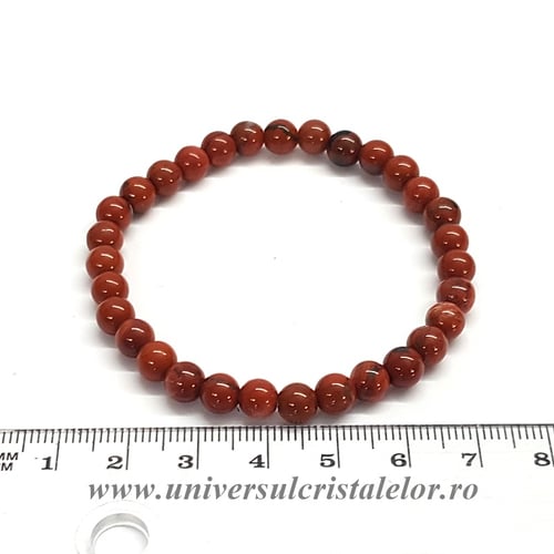 Bratara jasp rosu rotund - 6 mm