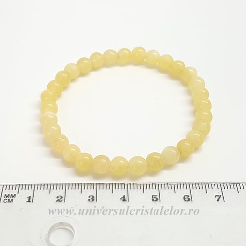 Bratara calcit galben rotund - 6 mm