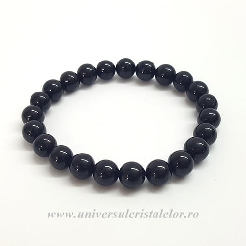 Bratara turmalina neagra rotund - 8 mm