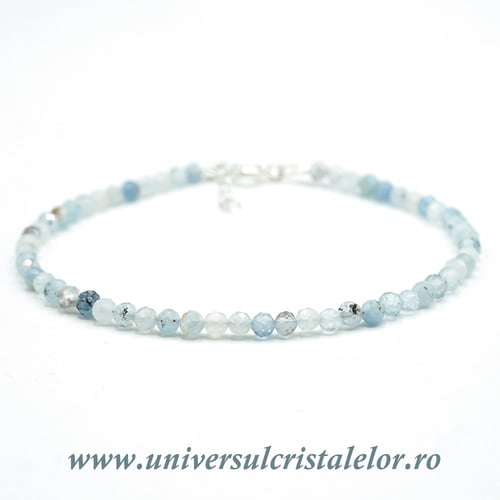 Bratara acvamarin rotund fatetat - 3,3mm