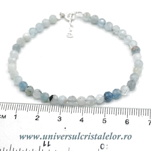 Bratara acvamarin rotund fatetat - 4,4mm