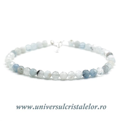 Bratara acvamarin rotund fatetat - 4,4mm
