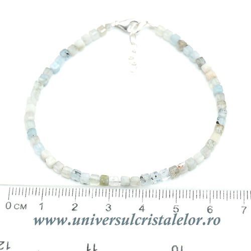 Bratara acvamarin cub fatetat - 3 mm