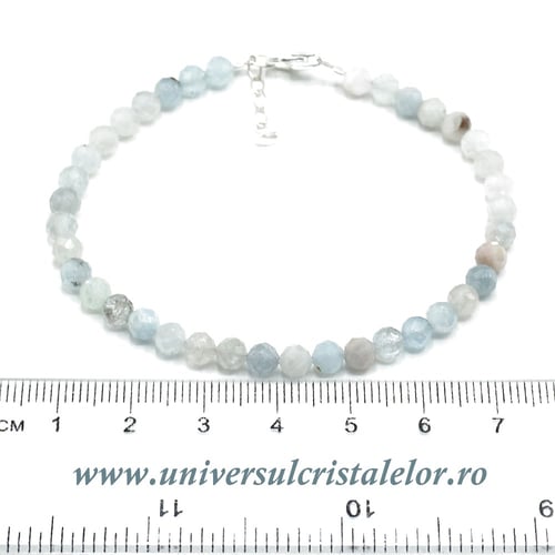 Bratara acvamarin rotund fatetat - 4,8mm