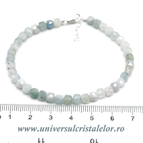 Bratara acvamarin cub fatetat - 4,7 mm