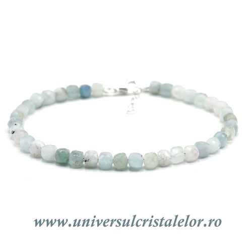 Bratara acvamarin cub fatetat - 4,7 mm