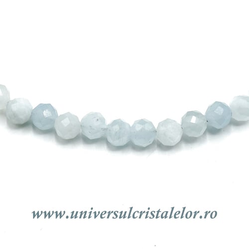 Colier acvamarin rotund fatetat - 5,6mm