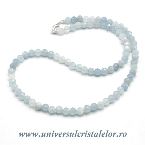 Colier acvamarin rotund fatetat - 5,6mm