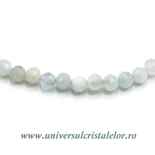 Colier acvamarin rotund fatetat - 5mm