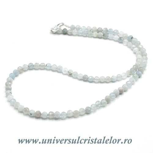 Colier acvamarin rotund fatetat - 4,8 mm