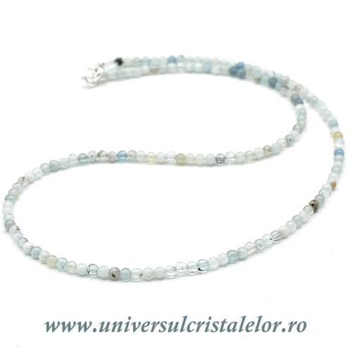Colier acvamarin rotund slefuit - 4 mm