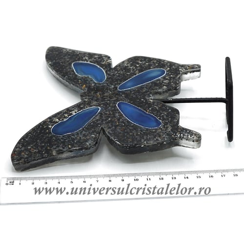 Fluture agat pe suport de metal unicat m07
