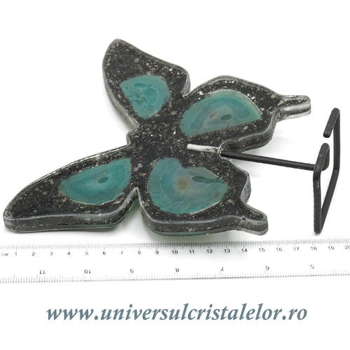 Fluture agat pe suport de metal unicat m05