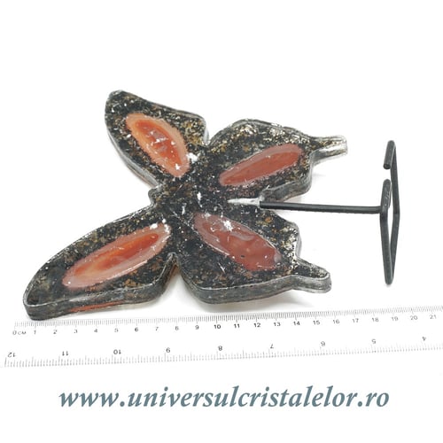 Fluture agat pe suport de metal unicat m01