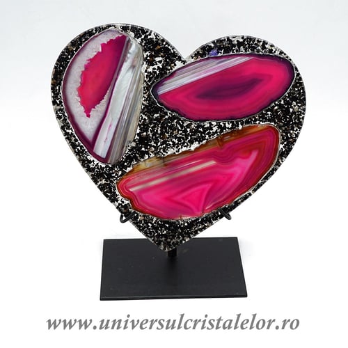 Inima agat pe suport de metal unicat m03