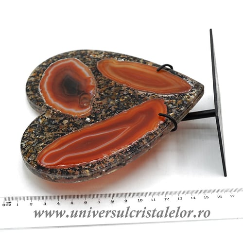 Inima agat pe suport de metal unicat m04