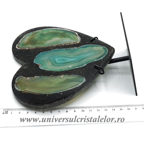 Inima agat pe suport de metal unicat m05