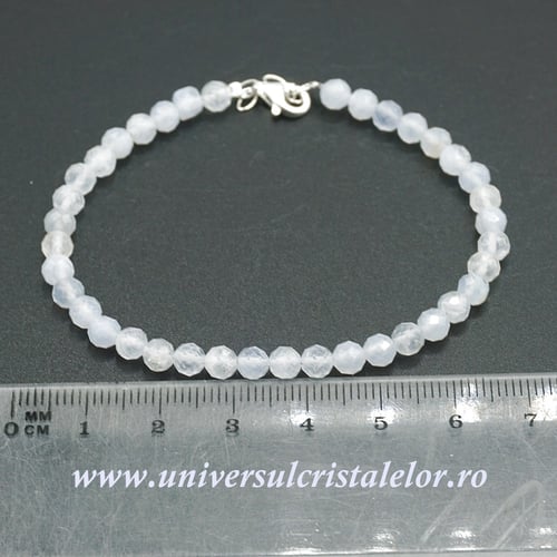 Bratara agat albastru dantela rotund fatetat - 4,5mm