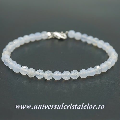 Bratara agat albastru dantela rotund fatetat - 4,5mm